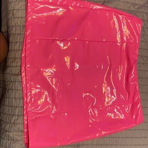 pink faux leather skirt